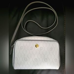 Authentic Vintage Christian Dior Honeycomb Monogram Crossbody Bag White